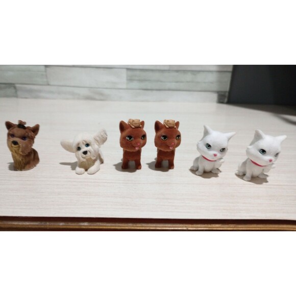 Puppy & Kitty In My Pocket Mixed Lot Of 6 Mini Dog & Cat Flocked Figures - Picture 2 of 5